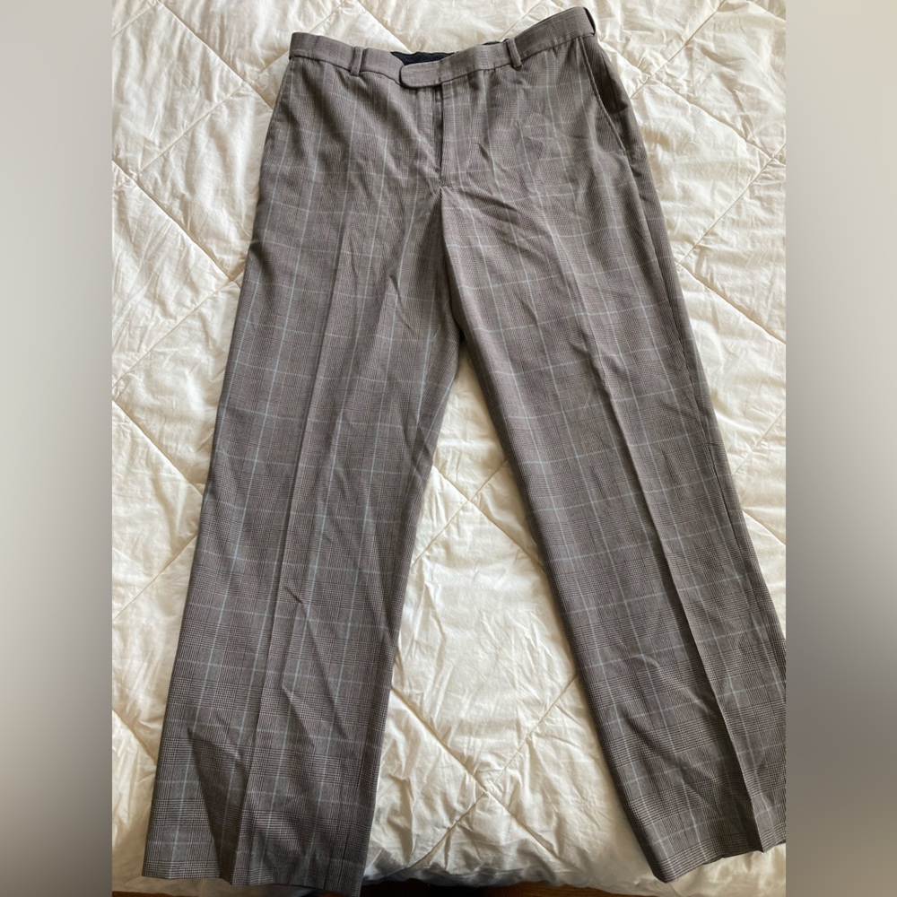 Lands End Classic Wool Plaid Dress Pants